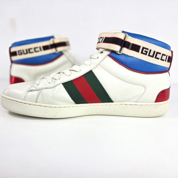 Gucci Stripe Ace High Top Sneakers White Web Strap US 7.5 men / 9 women main image 12